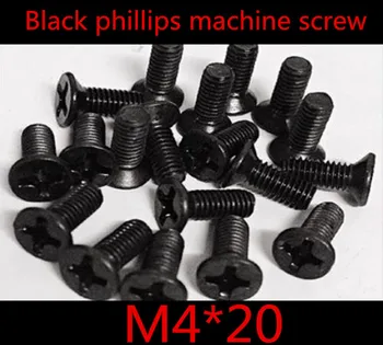 

500pcs/lot DIN7985 M4*20 Steel With Black Cross Recessed Phillips Flat Head Countersunk Machine Screw