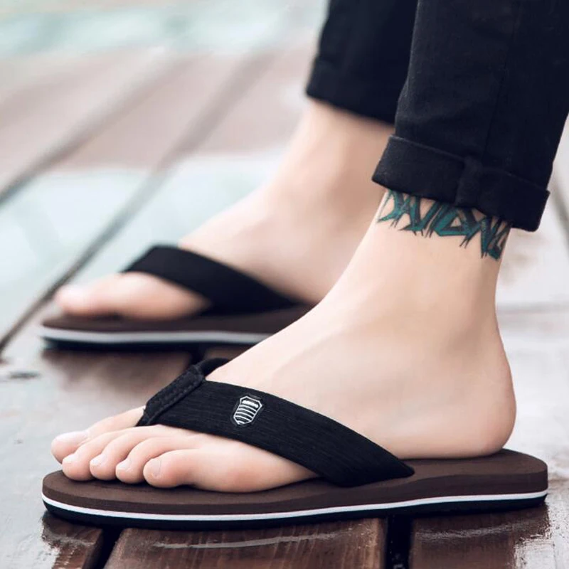 

Summer Simple Men Beach Shoes 5 Colors Casual Non-Slip Males Slippers Plus Size 38-48 Comfortable Man Flip Flops