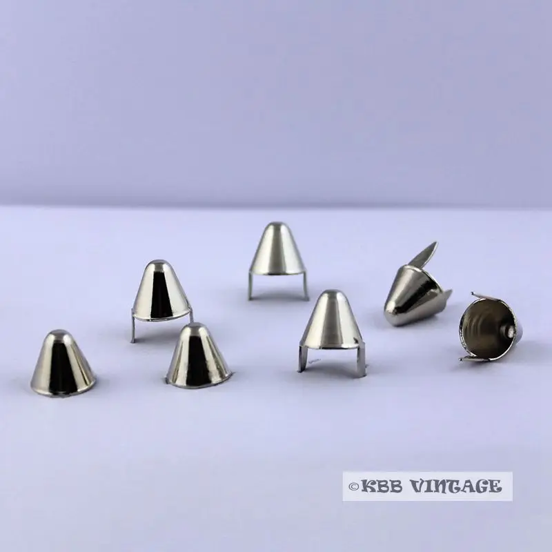 

100 pc Metal Punk Studs Gothic Cone Studs Rock DIY Spikes 1/2'' silver