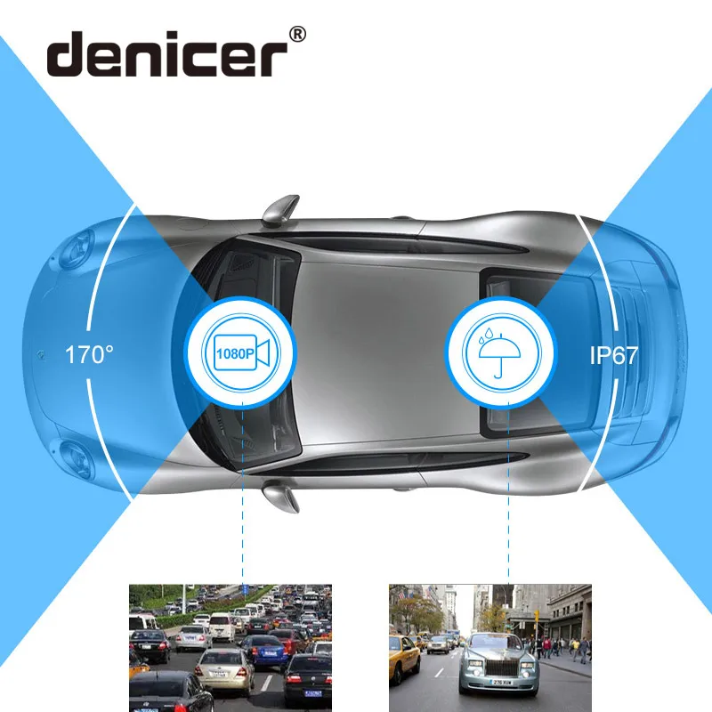 Denicer MD20L Двойной объектив Автомобильный видеорегистратор Камера Full HD 1080P видео Регистраторы 3 дюймов Экран автомобиль металлический корпус Регистратор