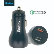 

Bestins Car Charger Quick Charge 3.0 Black Universal Charger Dual USB Fast QC 3.0 Car Charger for iPhone Xiaomi Tablet Charger