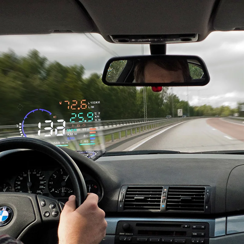 5.5 дюймовый A8 Автомобильный OBD2 HUD Дисплей с индикатором скорости предупреждение