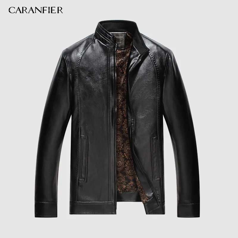 Куртка из искусственной кожи CARANFIER для мотоциклистов с воротником стойкой