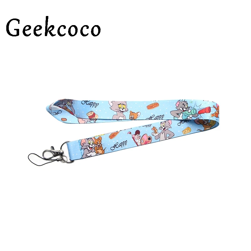 

Cat and mouse Cartoon keychains Accessory Safety Breakaway Mobile Phone USB Or ID Badge Holders Keys Straps Neck lanyards J0393