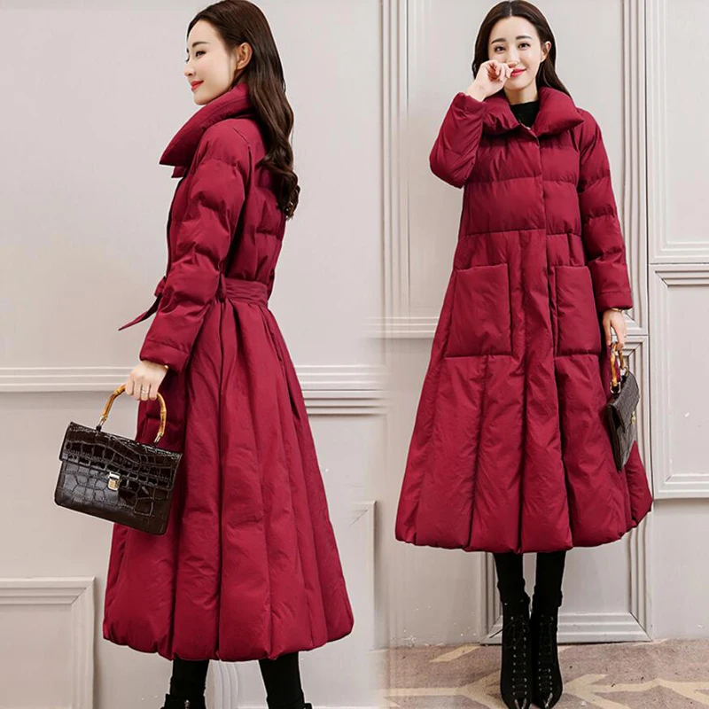 

High Quality 2018 Winter Long Duck Down Coats Female Parkas Women Down Jacket Coat X-long Fashion Thicken Warm Outerwear YP1249
