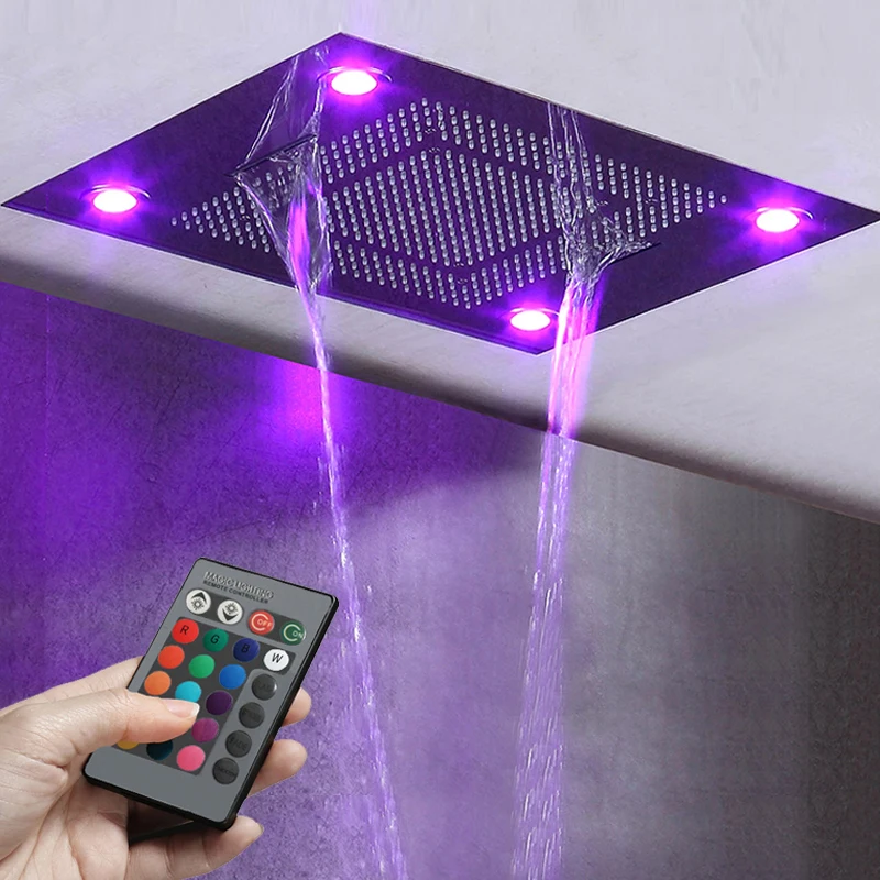 

Bathroom Big LED Shower Heads Remote Control LED Light Showers Ceiling Embedded Rainfall,Waterfall and Water Curtain Showerhead