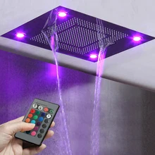 Bathroom Big LED Shower Heads Remote Control LED Light Showers Ceiling Embedded Rainfall,Waterfall and Water Curtain Showerhead Bathroom Big LED Shower Heads Remote Control LED Light Showers Ceiling Embedded Rainfall,Waterfall and Water Curtain Showerhead