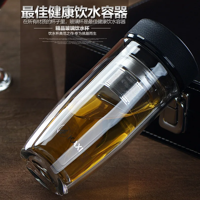 420ML Double Insulated Glass Bottle DIY Healthy Tea Cup Mugs Stainless Steel Tea filter tea strainers