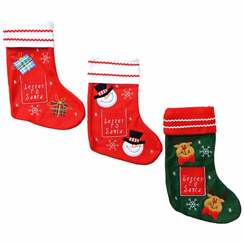

5 pcs / lot Christmas stockings Gift bag socks snowman Elk socks stockings gift holders christmas socks for candy market pendant