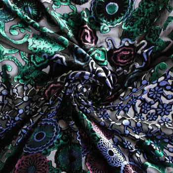 

100% silk burnt high-grade mother dress silk velvet fabric long sleeved jacket