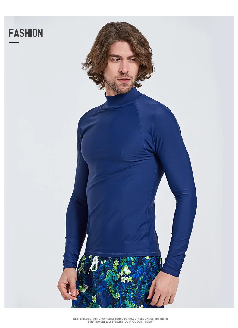 Рашгарды для мужчин УФ-защита для серфинга Рашгард Crew swim Shirt Pull Up Compression Basic layer Wet Suit рашгарды темно-синие