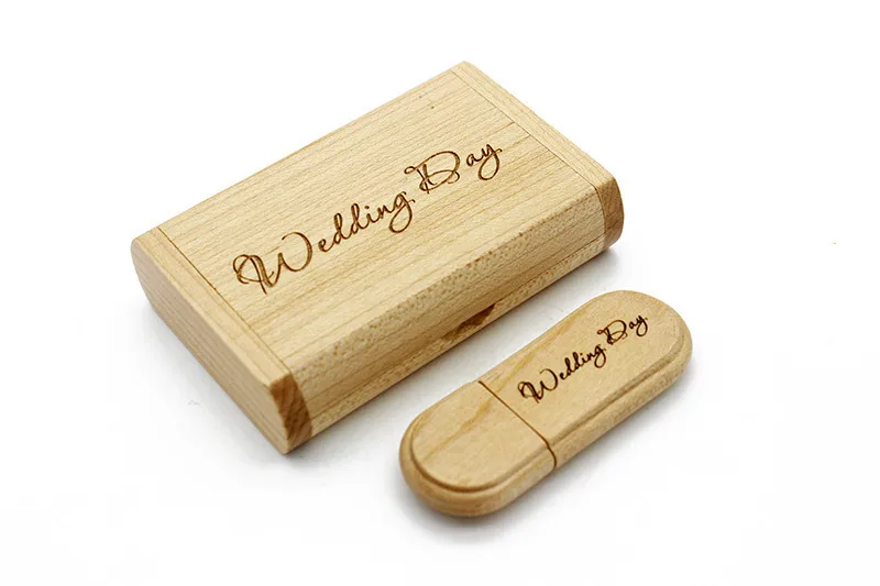 JASTER USB 3.0 Original Wooden USB+Box Pendrive 4GB 8GB 16GB 32GB 64GB Flash Drive  Memory Stick Wedding Gift 1PCS free logo