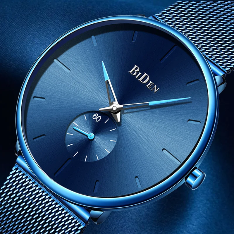 

Relogio Masculino Mens Watches Top Luxury Brand Blue Creative Quartz Watch Men Fashion Casual Mesh Steel Clock Male reloj hombre