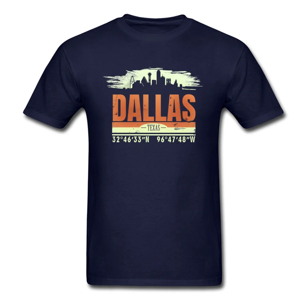 T Shirt Dallas City Old School design Summer/Autumn Short Sleeve 100% Cotton O Neck Men Top T-shirts Design Tops Tees Hot Sale Dallas City Old School design navy