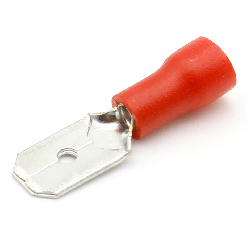 100pcs Red Spade Crimp Terminal Electrical Connectors Plug Fully Insulated Wire Connectors Audio Wiring