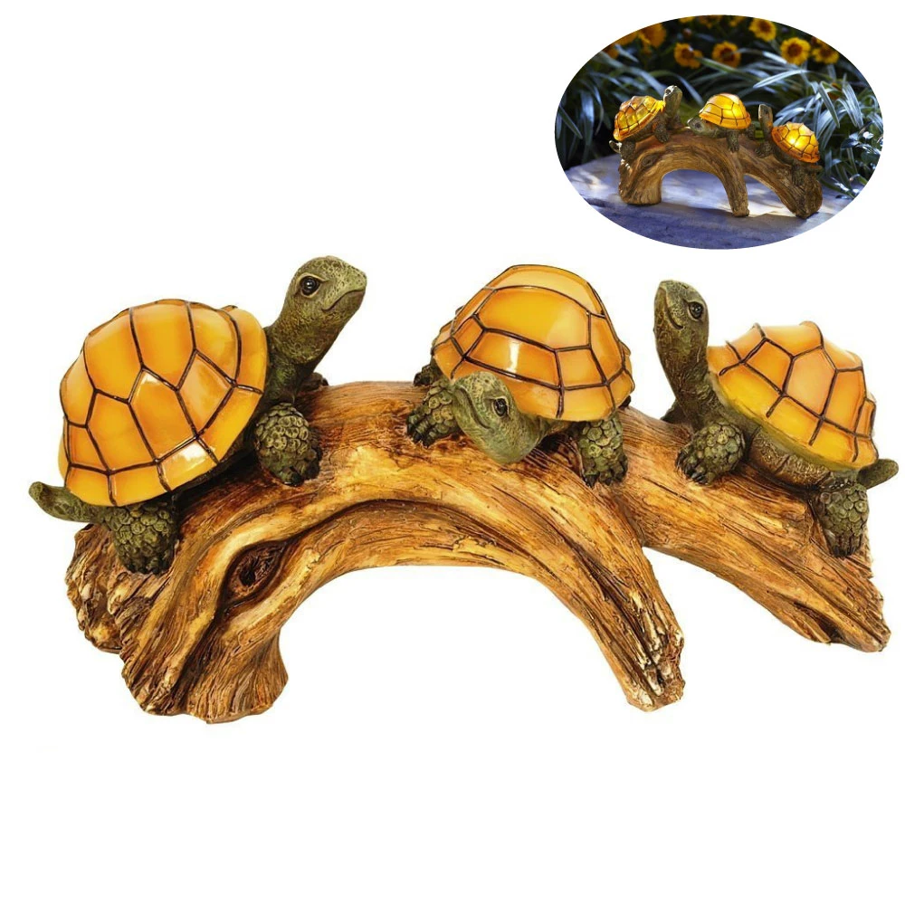

Solar Panel LED Light Landscape Outdoor Garden Path Lawn lamp Three Crawling Turtles Solar Decoratoin Lights Luminaria