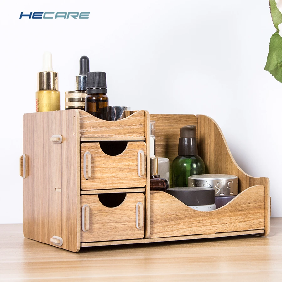 HECARE деревянный Настольный органайзер коробка для хранения косметики настольный