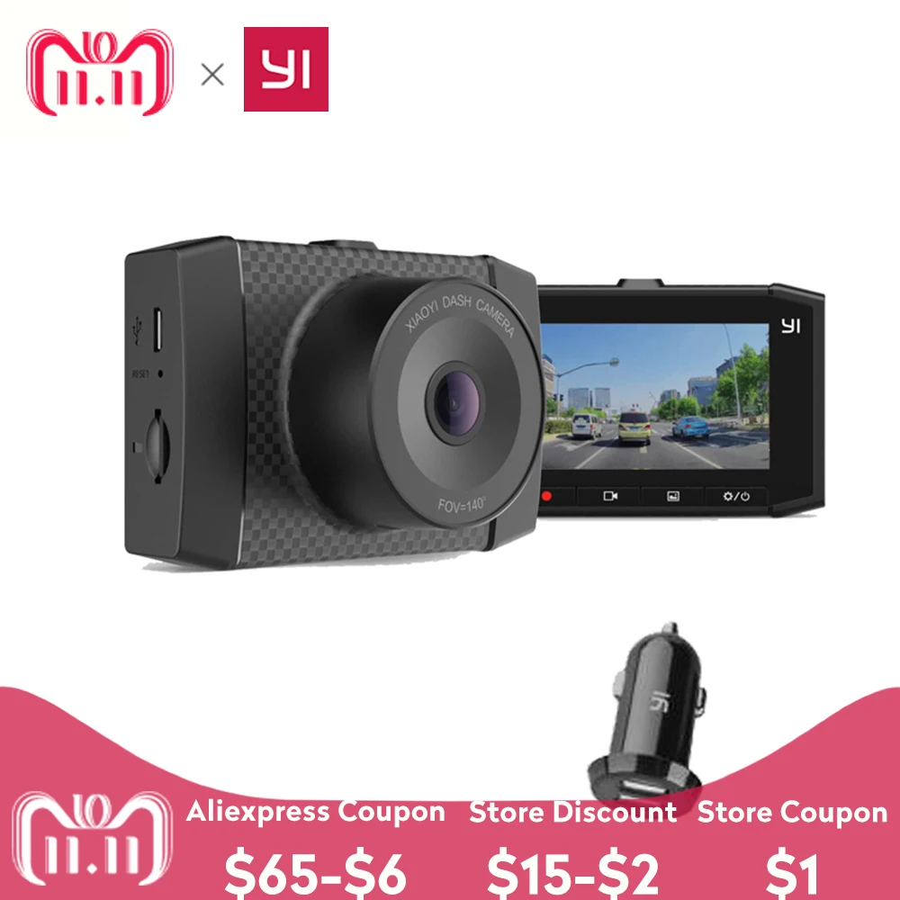 

Original YI Ultra Dash Camera With 16G Card 2.7K Resolution A17 A7 Dual Core Chip Voice Control light sensor 2.7-inch Widescreen