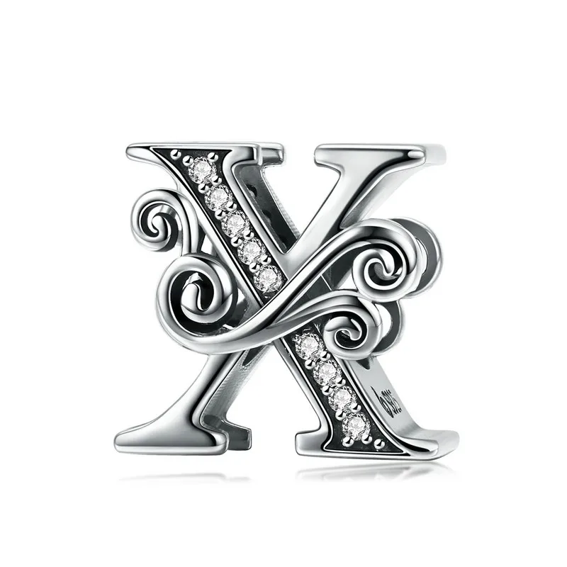 WOSTU горячая Распродажа 925 пробы серебряные A-Z бусины с буквами подходят к оригинальному браслету с подвеской для женщин серебряные ювелирные изделия FNC030 - Цвет: X
