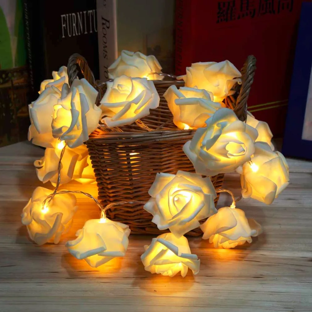 

OUTAD 20 LED Novelty Rose Flower Fairy String Lights Wedding Garden Party Valentine's Day Decoration with battery box