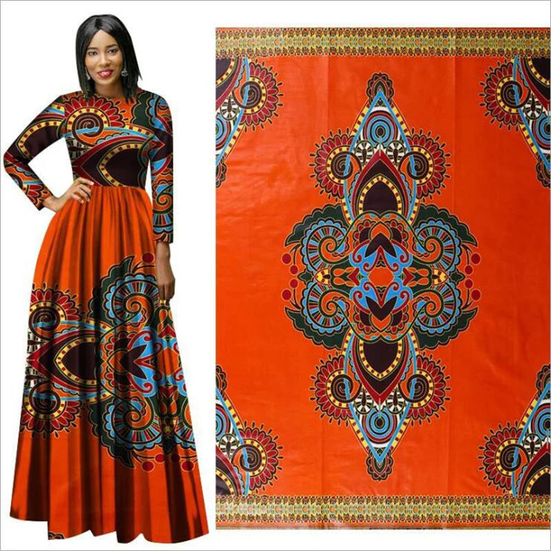 Me-dusa новая оранжевая народная африканская восковая штамповка ткань хлопок Hollandais воск платье костюм Ткань 6 ярдов/шт Высокое качество