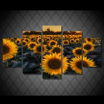 

HD Printed Sunflower Field In Evening Painting Canvas Print room decor print poster picture canvas Free shipping/NY-5938