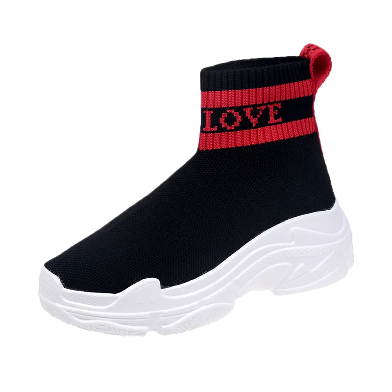 

2018 Cool flat Heels Elastic Ankle Boots for Women Knitted casual sneakers newest letter short boots stretch sock Shoes ladies