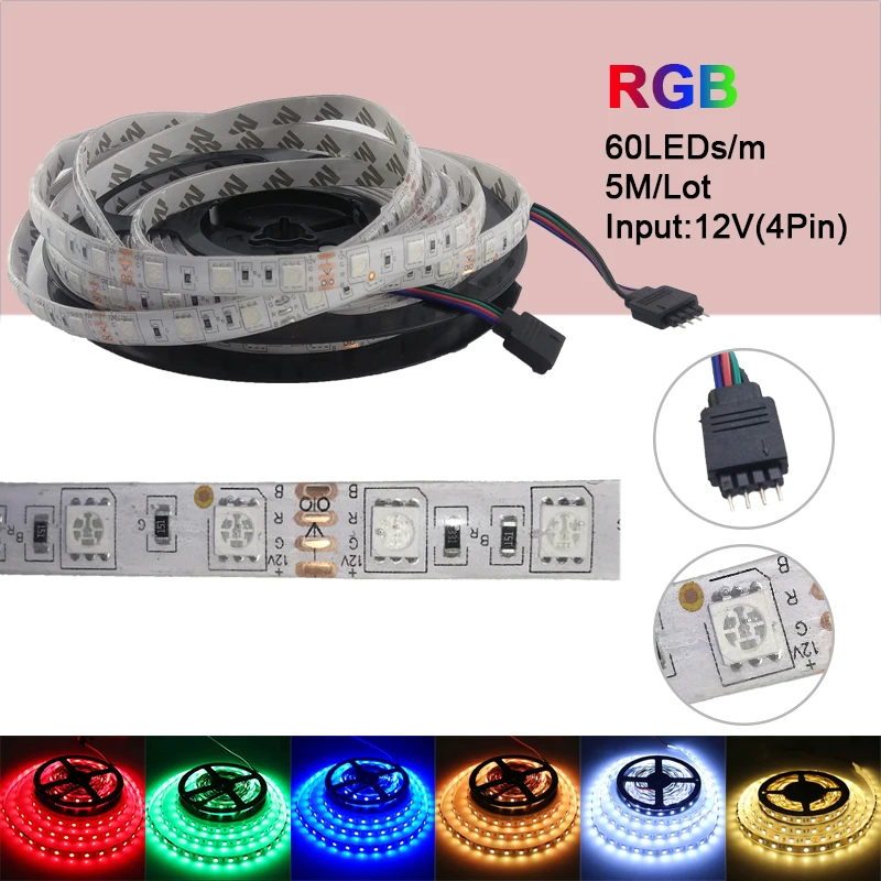 Светодиодная лента 3528 5050 DC12V 60 светодиодов/м гибкий светодиодный светильник RGB