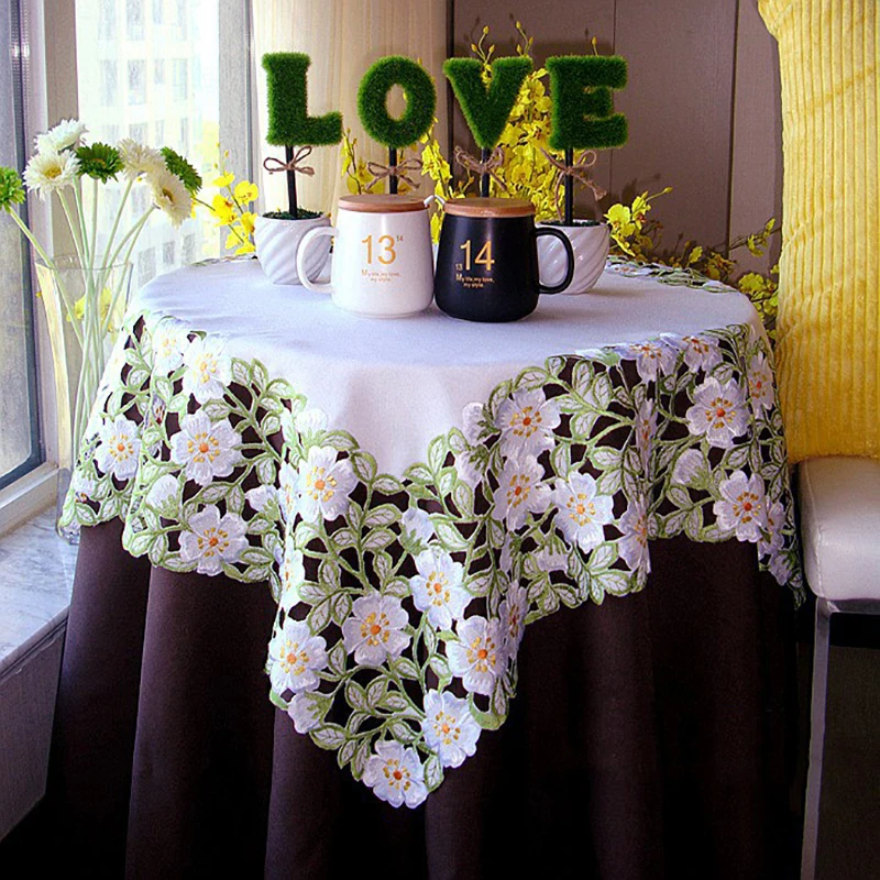 

European-style Embroidery Tablecloths Garden High-grade Fabric Embroidered Table Mats Coffee Table Runner Cover Placemats