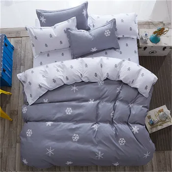 

Snow print Bedding Sets Full King Twin Queen King Size 4Pcs European Bed Sheet gray Duvet Cover Set Pillowcase Without Comforter