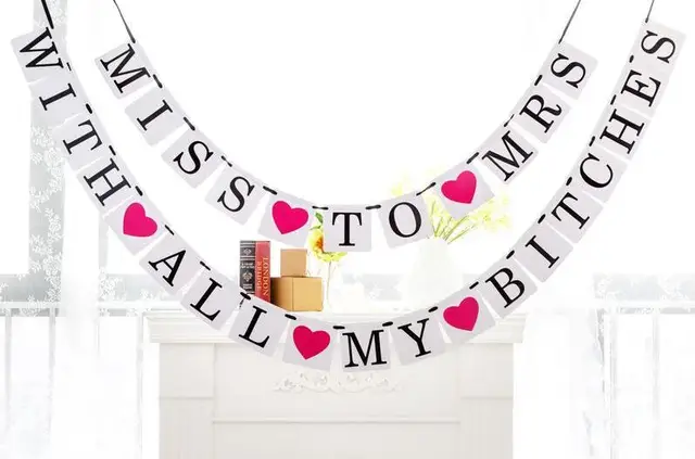 Rainlemon R Miss To Mrs With All My Es Bachelorette Party Rainlemon R Miss To Mrs With All My Es Bachelorette Party Banner Card Bridal