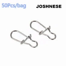 JOSHNESE 50pcs/bag Stainless Steel Hook Fast Clip Lock Snap Swivel Solid Rings Safety Snaps Fishing Hook Connector+Free shipping
