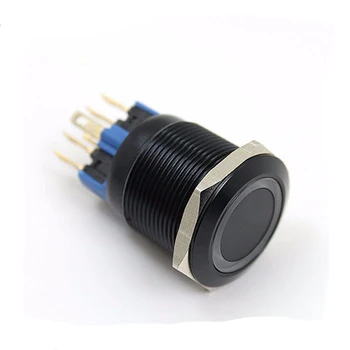 

22mm 12V white, blue, red LED ring illuminated momentary black aluminum metal vandal resistant switch+CE+RoHS+ UL