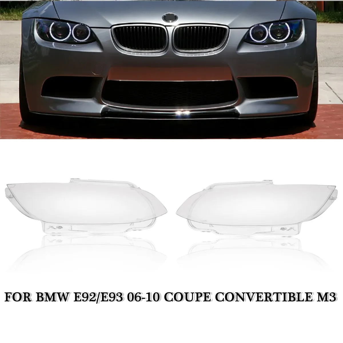 2pcs Car Left Right Headlamp Shell Headlight Lens Replacement Cover