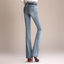 Черные расклешенные джинсы с высокой талией, Джинсы бойфренда с расклешенным низом, обтягивающие женские джинсы, женские винтажные джинсы с широкими штанинами размера плюс