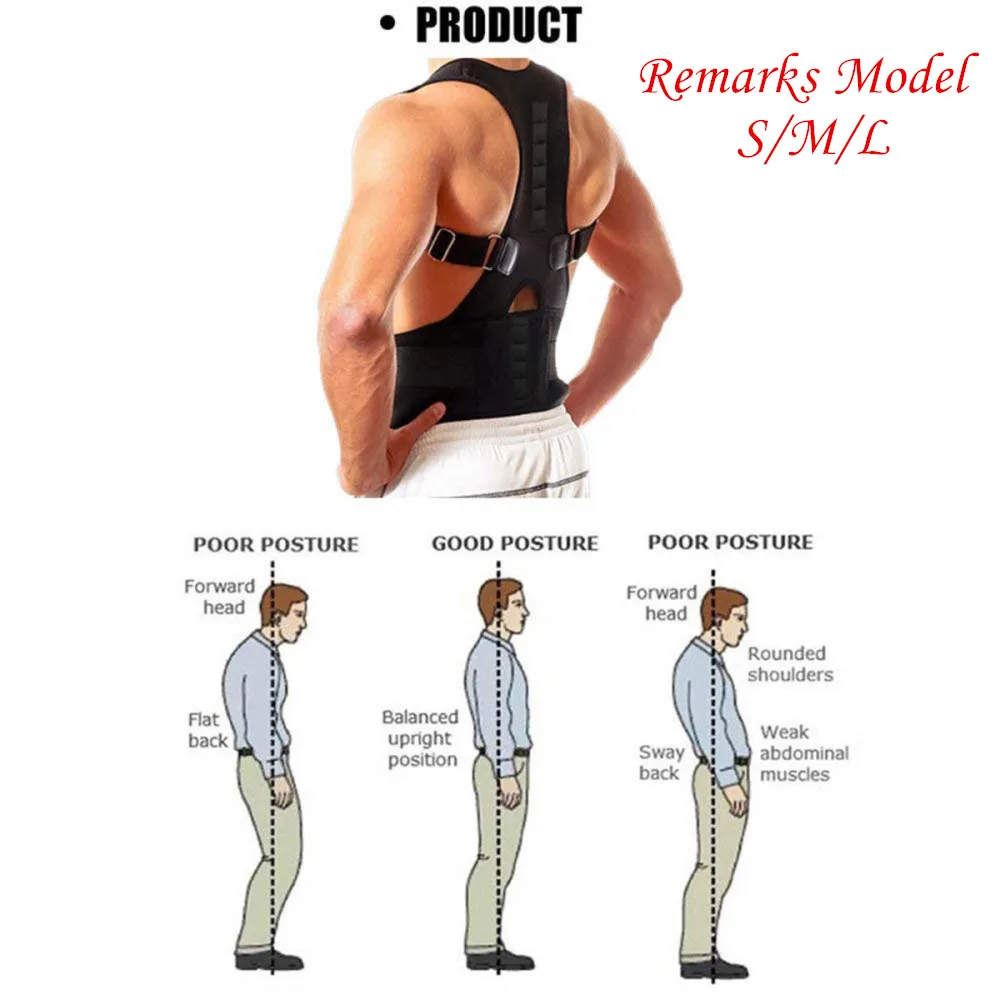 Размер L регулируемая поза корректирующий ключицы позвоночника черный магнитный для мужчин и женщин плечо для поясницы, пояс со скобами