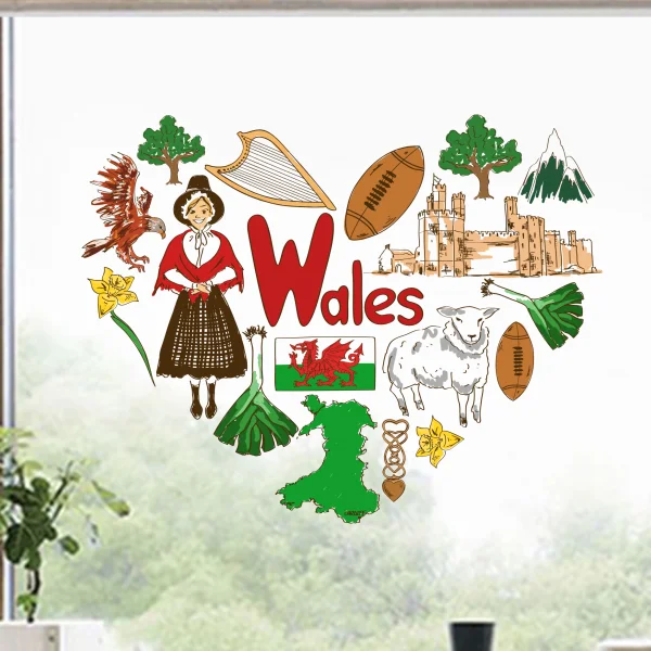 Wales Illustration Travel The Word Landmark Wall Sticker Wedding Decor Vinyl Waterproof Wall