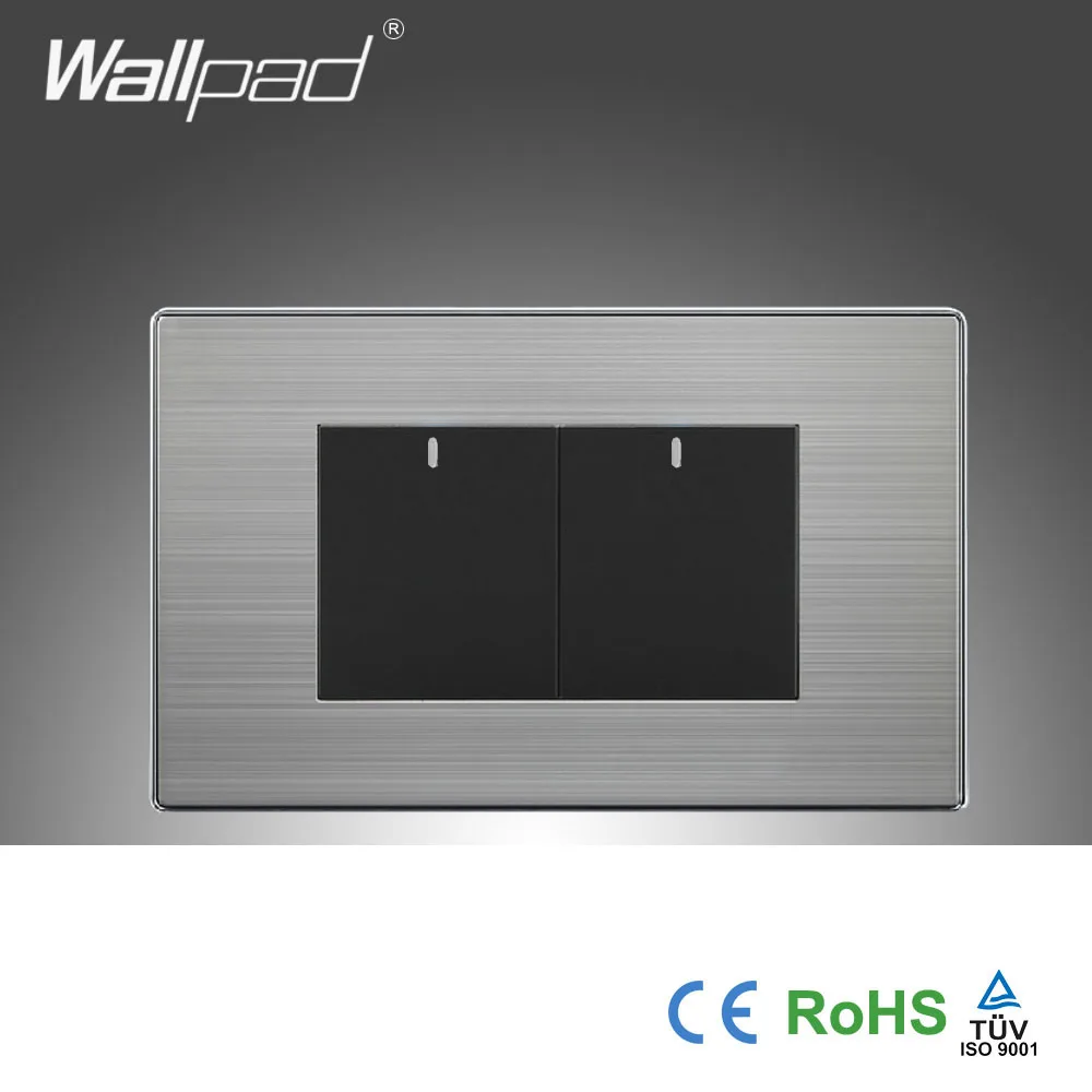 2 банды промежуточный переключатель Горячая Китай производитель Wallpad кнопочный односторонний щелчок роскошный настенный светильник - Цвет: Black