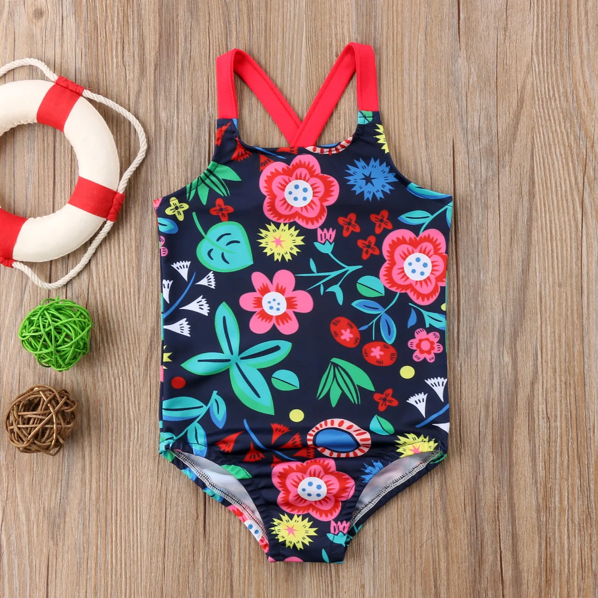 Лидер продаж; детский плавательный костюм без рукавов с цветочным принтом для маленьких девочек; купальный костюм; пляжная одежда; летний купальник
