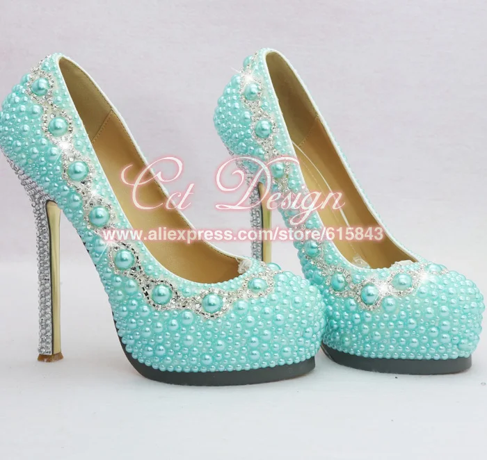 light blue rhinestone heels