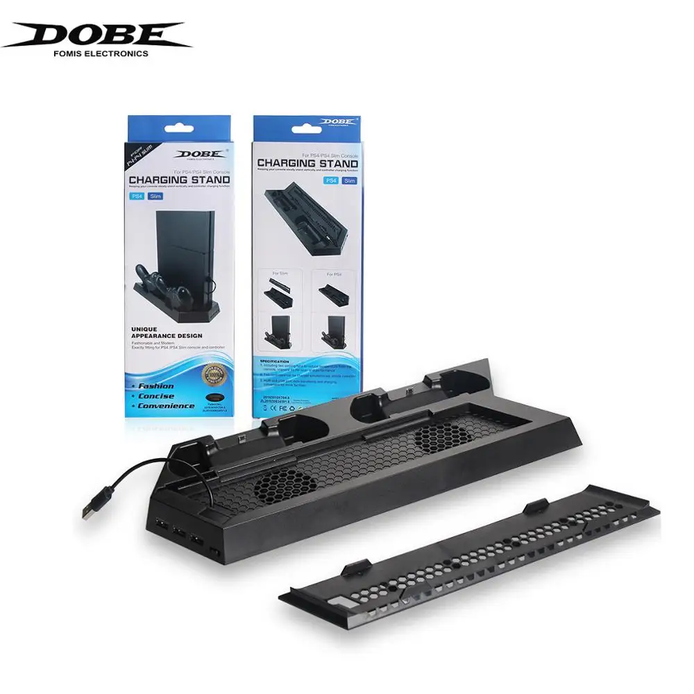 

DOBE 4 in 1 Vertical Stand Dual Controller Charger with Cooling Fan Station & 3 Extra USB Ports For Sony 4 Slim/ PS4 Console.