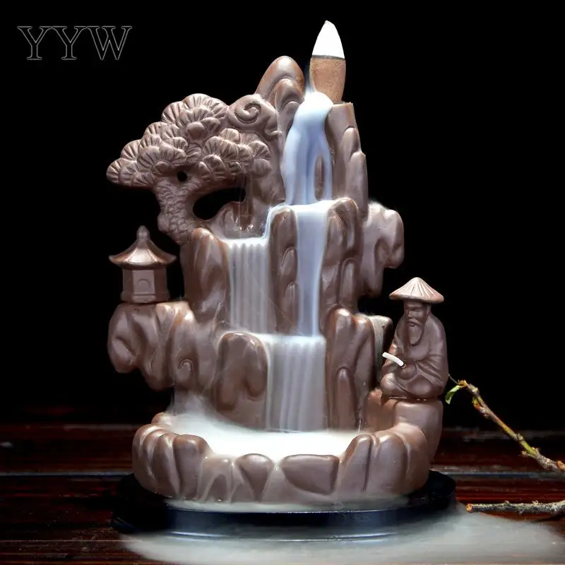 

Backflow Incense Stick Burner Waterfall Incense Cone Sticks Holder Aroma Smoke Burner Lofty Mountains Censer Ceramic Home Decor