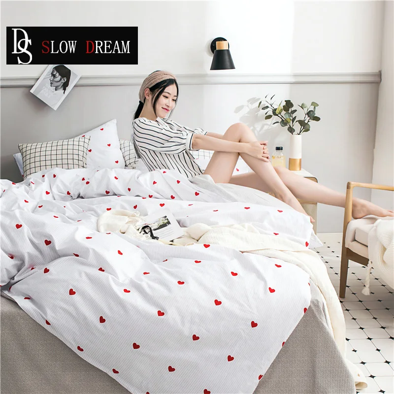 

SLOWDREAM Euro Bedding Set Nordic Pure Cotton Bedspread Duvet Cover Comforter Linen Set Queen King Double Flat Sheet Bedclothes