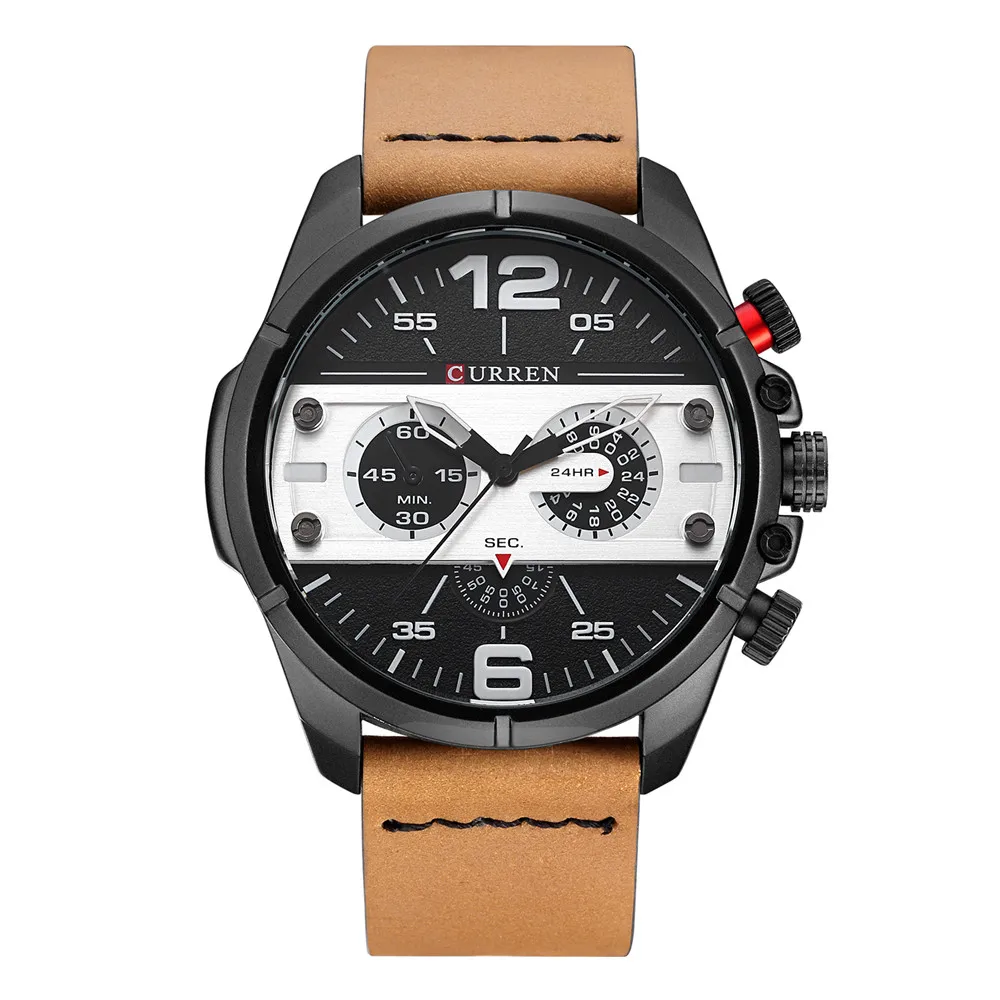 CURREN новые мужские часы люксовый бренд спортивные наручные часы армейские военные кварцевые мужские часы Relogio Masculino Montre Homme - Цвет: black white