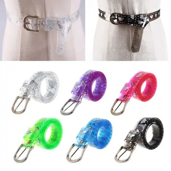 

Fashion New 1 Pc Lady Girls Sweet Candy Color Laser Butterfly Print Belt Women Dress Transparent Jelly Waist Belt 6 Styles