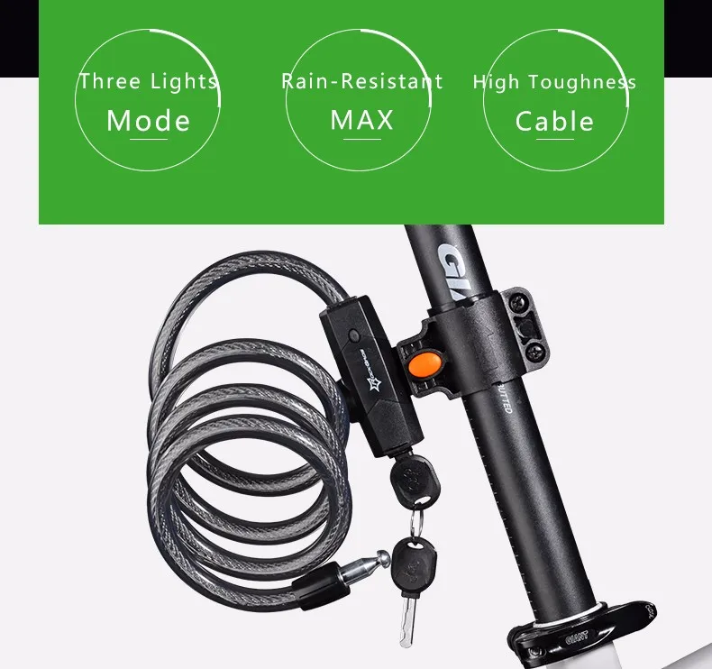 Discount Rockbros 2 in 1 Bike Accessories Bicycle Light+Lock USB Rechargeable Waterproof Taillight 1.2 m Copper Wheel Lock Light Ciclismo 3 Discount Rockbros 2 in 1 Bike Accessories Bicycle Light+Lock USB Rechargeable Waterproof Taillight 1.2 m Copper Wheel Lock Light Ciclismo 3