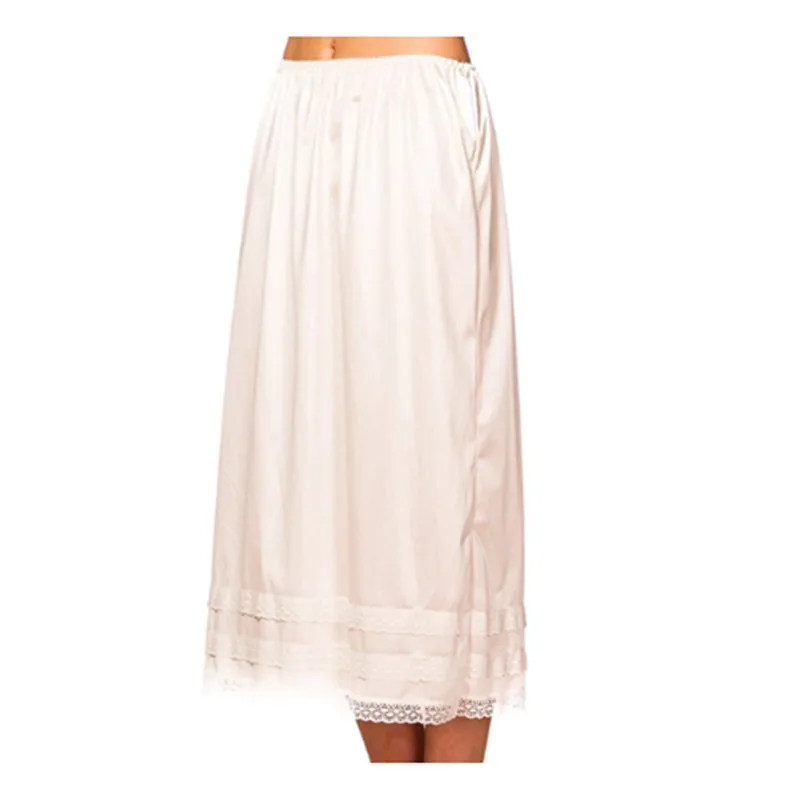 

Office Lady Elegant Women's Elastic High Waist Bust Mid Skirts Smooth Underskirt L-3XXL Plus Size Lace Solid Clothes Night Wear