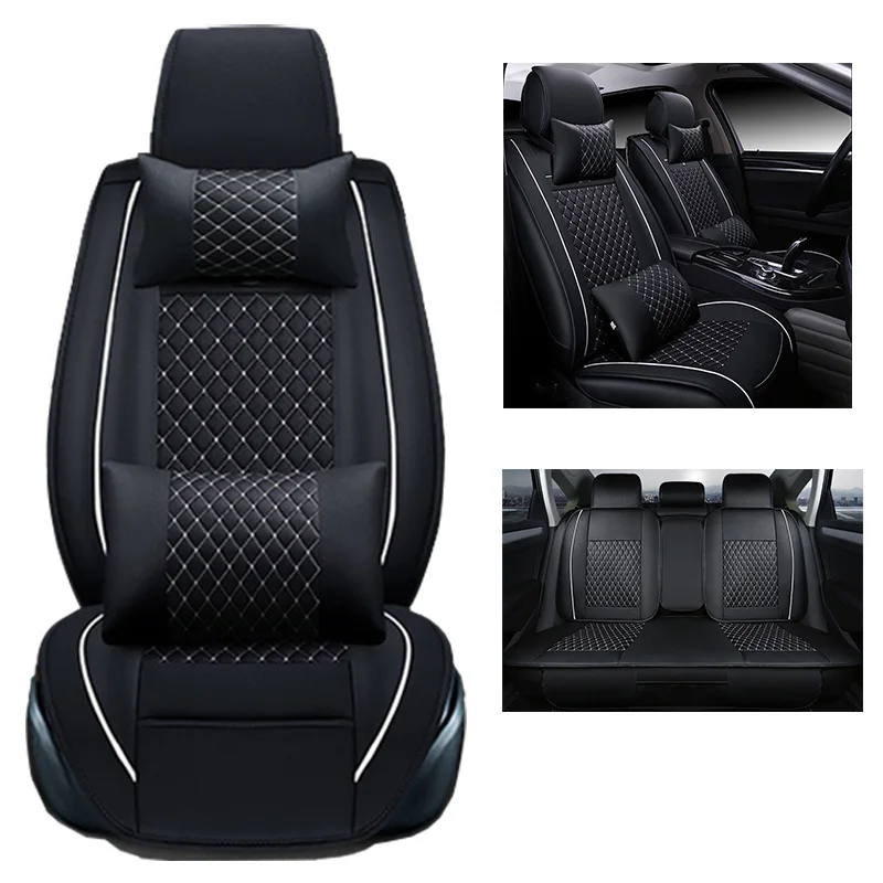 Спереди и сзади) чехол для сиденья автомобиля набор универсальный для HONDA CRV Civic Accord Fit Honda Insight из искусственной кожи авто аксессуары - Название цвета: black A white luxury