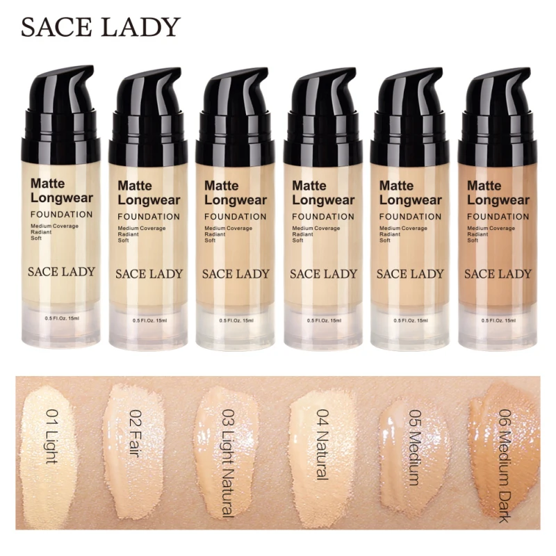 SACE LADY 15 мл матовый тональный крем+ 1 шт. Косметическая пуховка профессиональный полный охват основа для лица макияж водонепроницаемый TSLM1