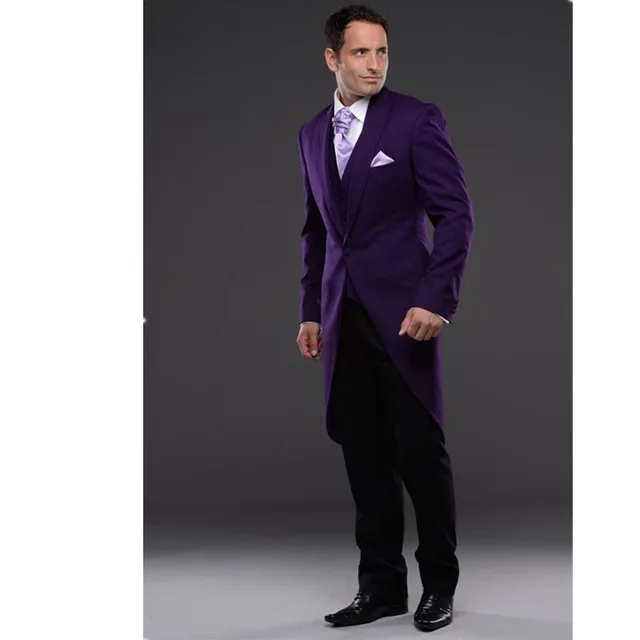 Nouveau costume Pourpre Marié 2018 Marié Smoking Hommes Usure Groomsman Meilleur Homme Costume de Soirée